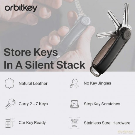 Orbitkey - Leather Key Organiser- Navy/Tan