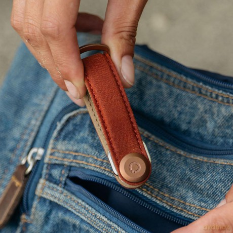 OrbitKey - Waxed Canvas Key Organiser - Brick Red