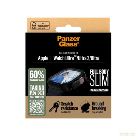 PanzerGlass - Screen Protector - Apple Watch Ultra 3 - FullBody Slim - Black