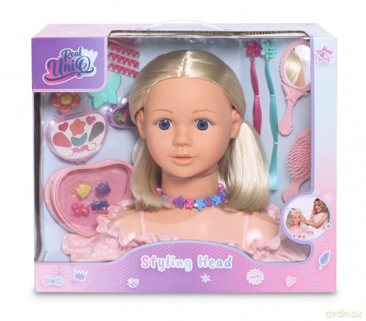 Real UniQ - Styling Head with hair accessories and cosmetic case (30561)