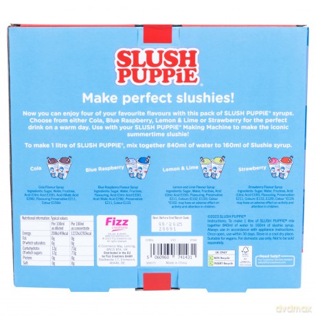 SLUSH PUPPiE ORIG 4x180ml Syrup Set-BLR/STRW/C/LL