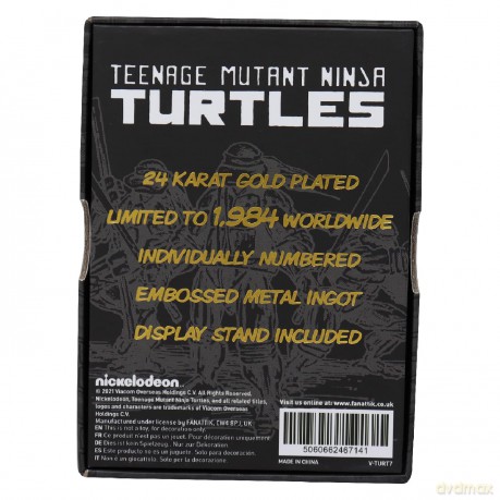 Teenage Mutant Ninja Turtles Limited Edition 24k Gold Plated Comic Book Cover Ingot