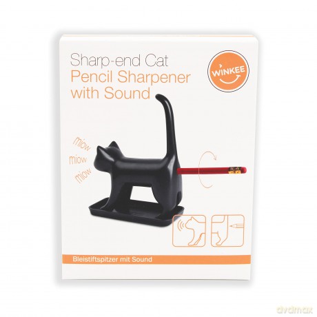 Winkee - Pencil sharpener - Sharp end Cat Black with sound - Black