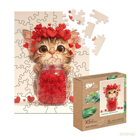 MILLIWOOD 50 el. drewniane Kotek pełen miłości [PUZZLE]