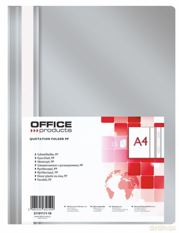 Paczka Skoroszyt OFFICE PRODUCTS PP szary 10 sztuk