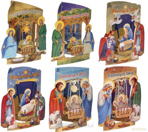 Karnet składany 3D - Radosnych Świąt (6 wzorów) [GADŻET]