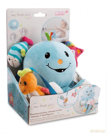 NICI Bathing soft toy octopus Octily 18x14cm incl. 3 figurines in gift box 23,5x17x13,5cm