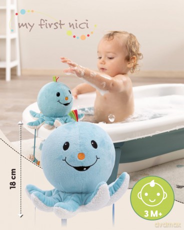 NICI Bathing soft toy octopus Octily 18x14cm incl. 3 figurines in gift box 23,5x17x13,5cm