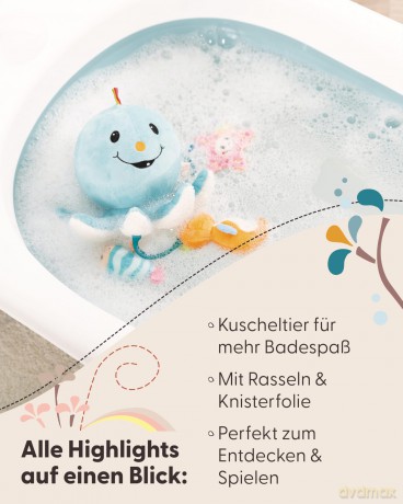 NICI Bathing soft toy octopus Octily 18x14cm incl. 3 figurines in gift box 23,5x17x13,5cm