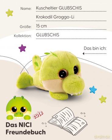 NICI Przytulanka krokodylek Groggo-Li 15cm leżący
