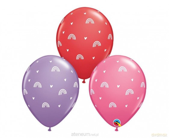 Balon z nadrukiem Boho Rainbows&Hearts 28cm 25szt