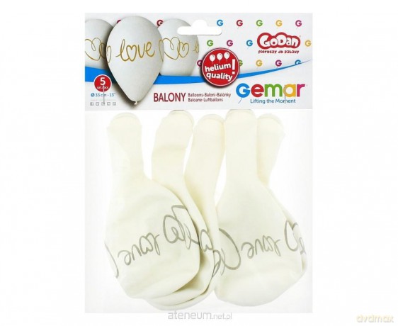 Balony premium hel Love białe 33cm 5szt