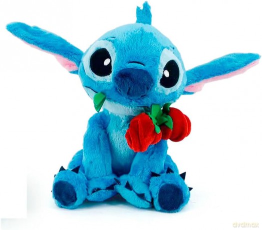 Disney maskotka pluszowa Stitch z różą 25cm