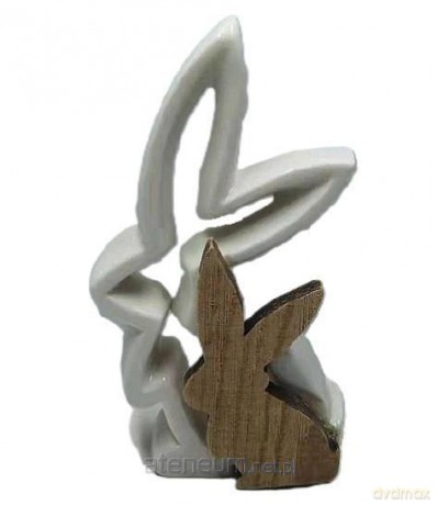 Figurka zając eko ceramika+drewno 15,5x4x16cm