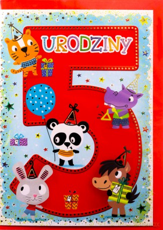 Karnet B6 Urodziny 5 - Zwierzaki