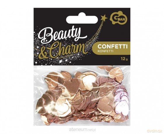 Konfetti papierowe B&C serca różowo-złote 12g