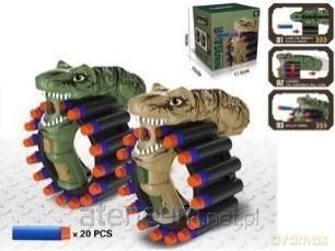 Pistolet Dino + pociski 20szt mix