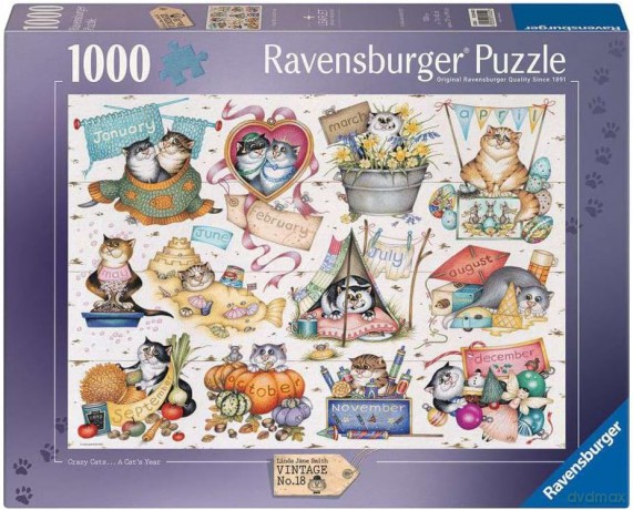 RAVENSBURGER 1000 el. Kalendarz Szalonych Kotów [PUZZLE]