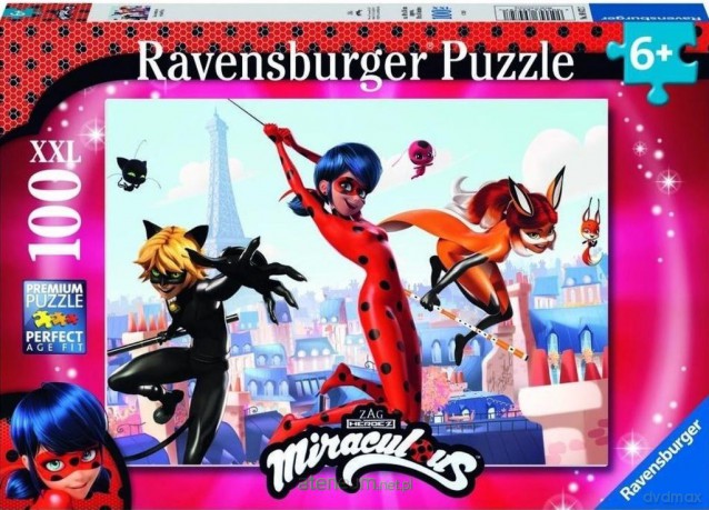 RAVENSBURGER XXL 100 el. Biedronka i czarny kot [PUZZLE]