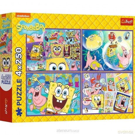 TREFL 4x250 el. Szalony świat Sponge Boba [PUZZLE]