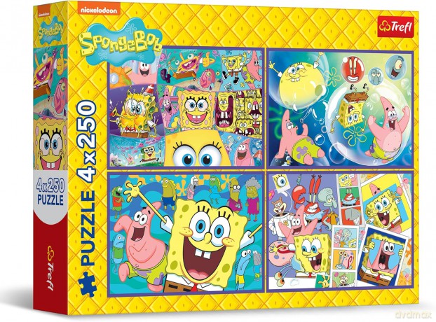 TREFL 4x250 el. Szalony świat Sponge Boba [PUZZLE]