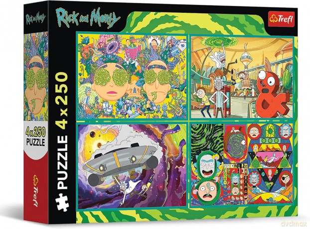 TREFL 4x250 el. Zakręcony świat Ricka i Morty [PUZZLE]