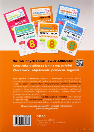 Nowy Egzamin ósmoklasisty Matematyka Arkusze 2024-2026 - Roman Gancarczyk, Bernadetta Połomska [KSIĄŻKA]