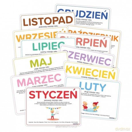Plansze edukacyjne A5 - Miesiące 12 kart [KSIĄŻKA]