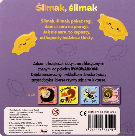 Ślimak ślimak. Rymowanki dotykanki [KSIĄŻKA]