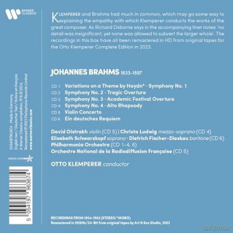Otto Klemperer: Brahms: Complete Symphonies + More [6CD]