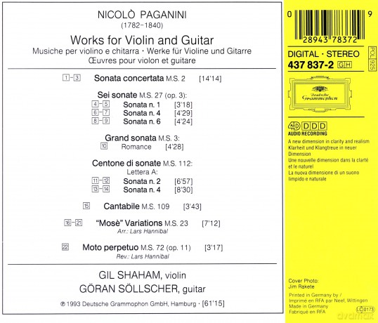 Soellsche Shaham: Paganini For Two:Duos For Guitar And Vio [CD]