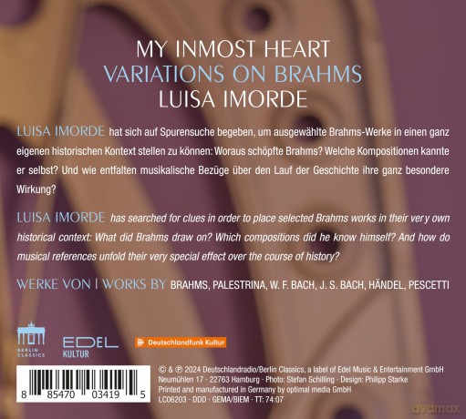 Luisa Imorde: My Inmost Heart - Variations On Brahms [CD]