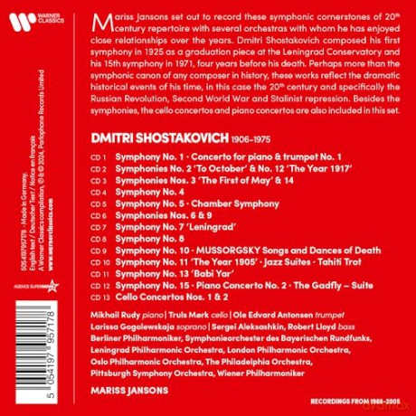 Mariss Jansons: Shostakovich: Complete Symphonies / Cello Concertos & Piano Concertos [13CD]