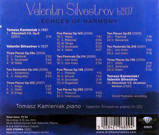 Tomasz Kamieniak: Silvestrov: Echoes Of Harmony [CD]