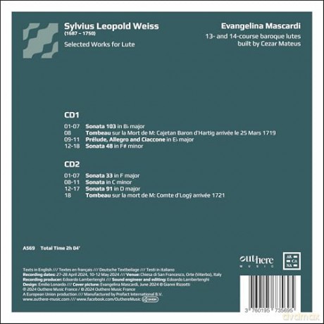 Evangelina Mascardi: Weiss: Selected Works For Lute [2CD]