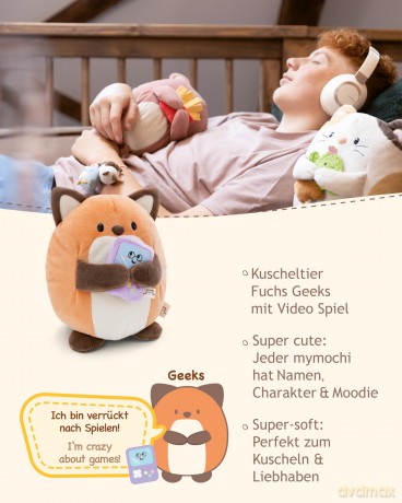 NICI mymochi przytulanka Lis Geeks z grą video 27 cm