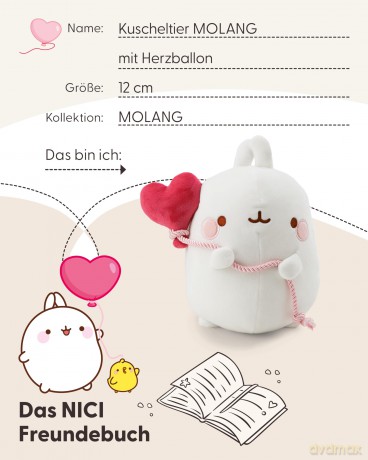 NICI Przytulanka MOLANG z balonem w kształcie serca 12 cm