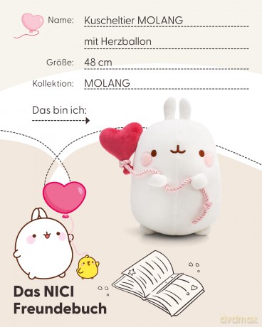 NICI Przytulanka MOLANG z balonem w kształcie serca 48 cm
