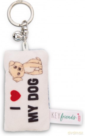 NICI wieszak/brelok na klucze mini podusia "l love my dog" 8cm z dwoneczkiem