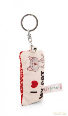 NICI wieszak/brelok na klucze mini podusia "l love my cat" 8cm z dwoneczkiem