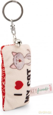 NICI wieszak/brelok na klucze mini podusia "l love my cat" 8cm z dwoneczkiem
