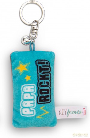 NICI wieszak/brelok na klucze mini podusia "PAPA ROCKT!" 8cm z dwoneczkiem