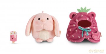 NICI mymochi przytulanka Królik Pibu z kostiumem truskawki i lodem 8cm z zawieszką
