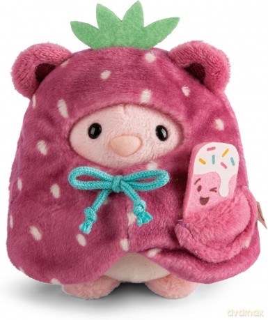 NICI mymochi przytulanka Królik Pibu z kostiumem truskawki i lodem 8cm z zawieszką