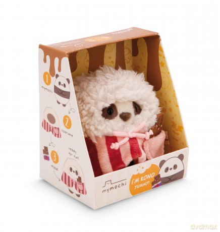 NICI mymochi przytulanka Panda Kono z kostiumem popcornu i czekoladką 8cm z zawieszką