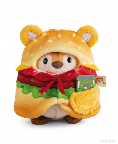 NICI mymochi przytulanka Tygrys Tiggy z kostiumem hamburgera i słoikiem ogórków 8cm z zawieszką