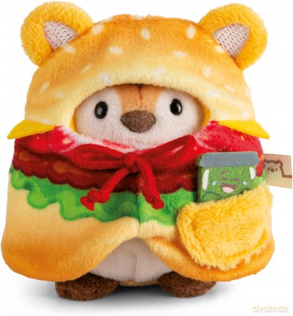 NICI mymochi przytulanka Tygrys Tiggy z kostiumem hamburgera i słoikiem ogórków 8cm z zawieszką
