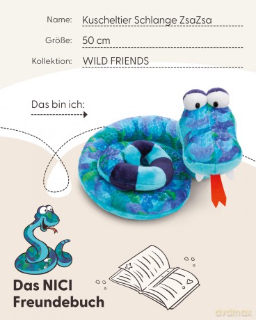 NICI Soft toy snake ZsaZsa XXL 50 cm