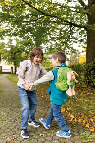 NICI Backpack with soft toy 21x26 cm rabbit 25 cm green