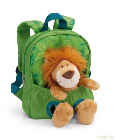 NICI Backpack with soft toy 21x26 cm lion 25 cm green